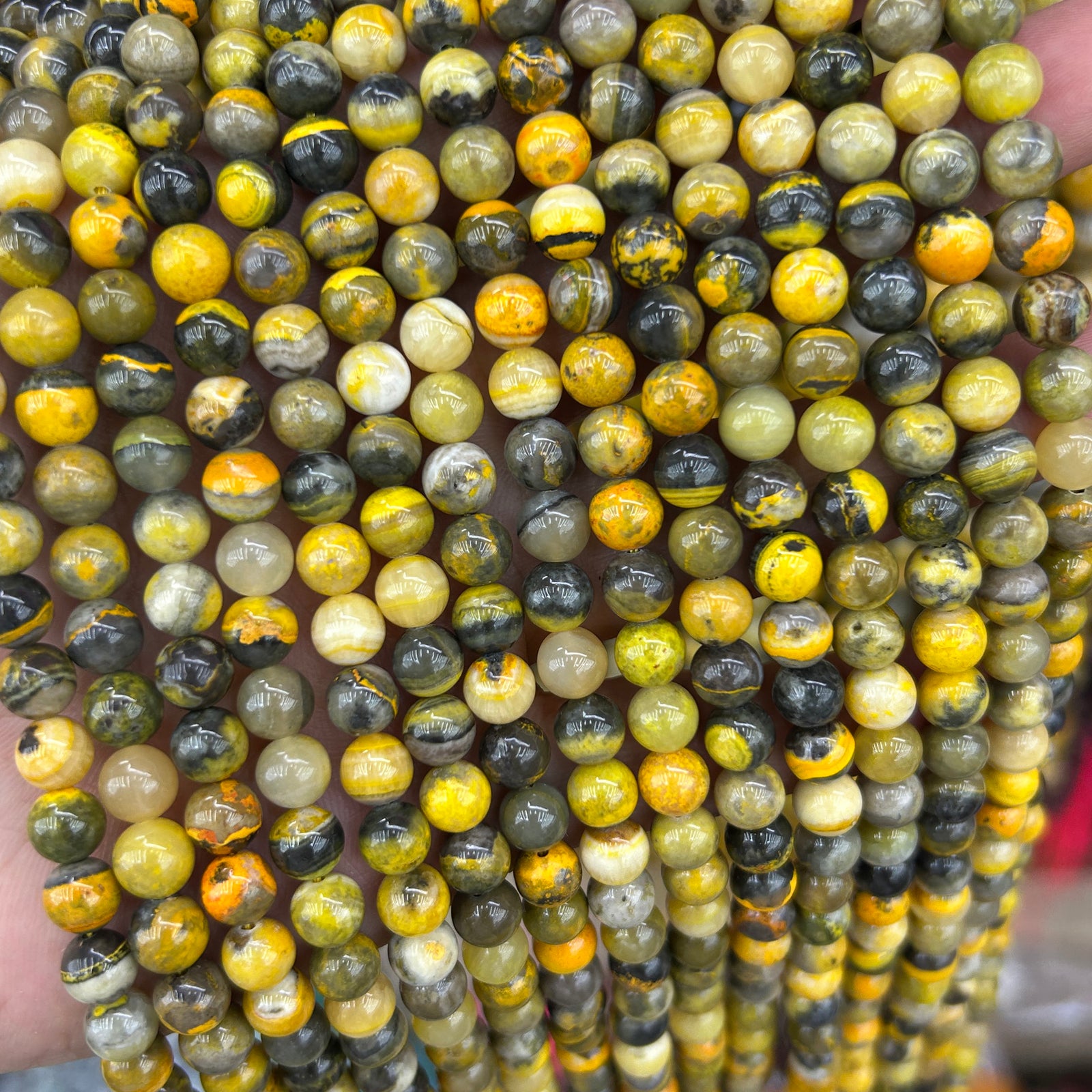 Bumblebee Jasper Beads 6mm 8mm 10mm 15''