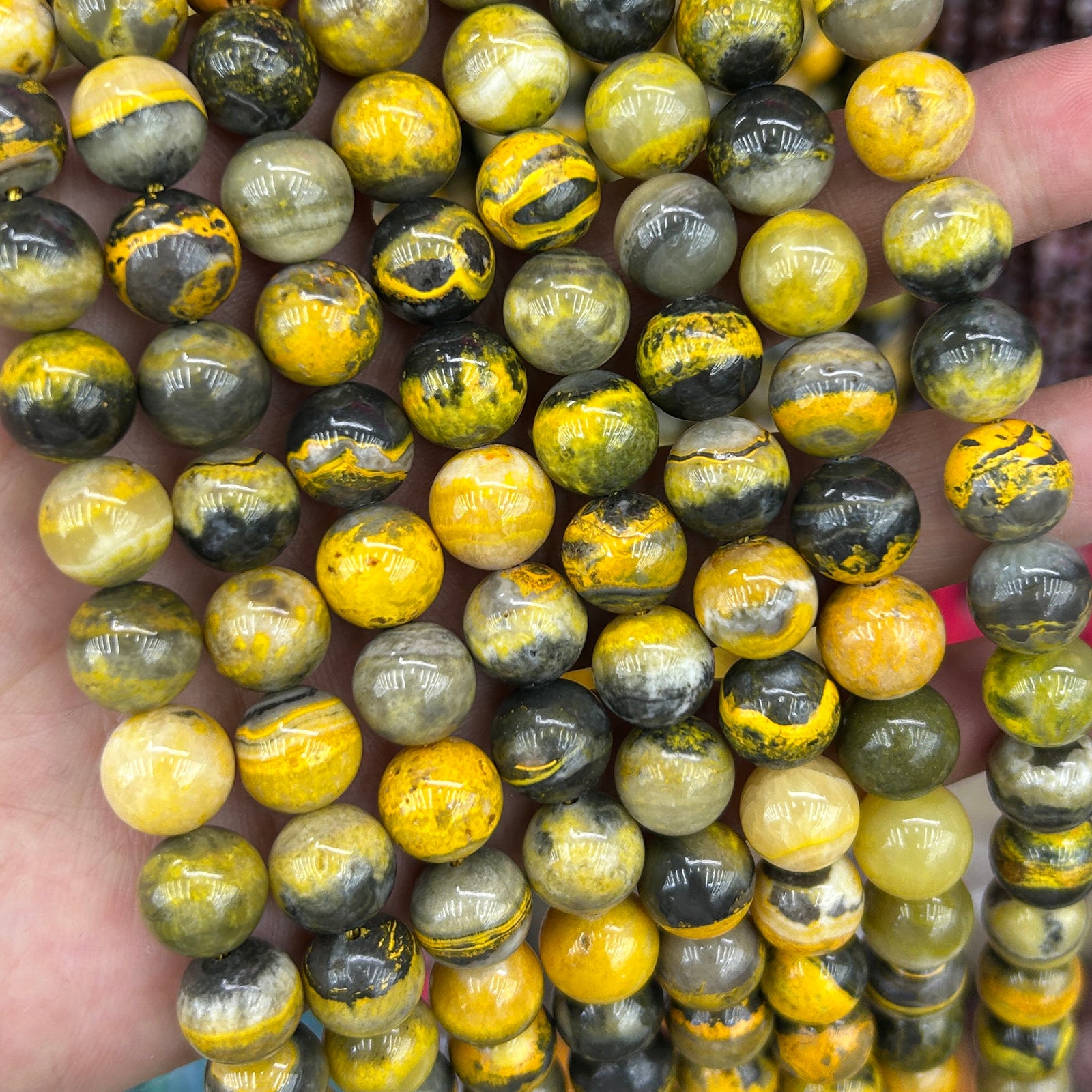 Bumblebee Jasper Beads 6mm 8mm 10mm 15''