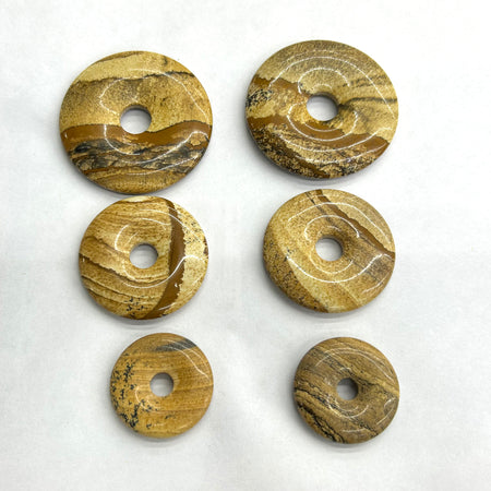 Billed Jaspis Donut Perler 30mm 35mm 40mm 1 stk