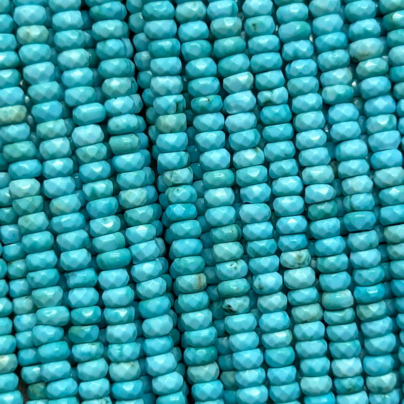 AB Blue Turquoise Rondelle Faceted Beads 15''