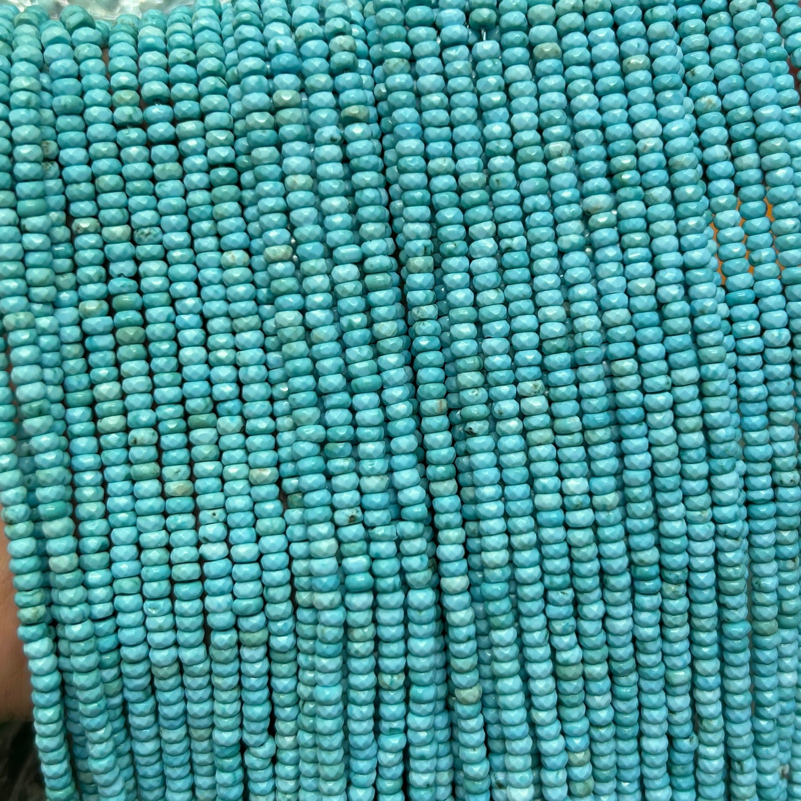 AB Blue Turquoise Rondelle Faceted Beads 15''