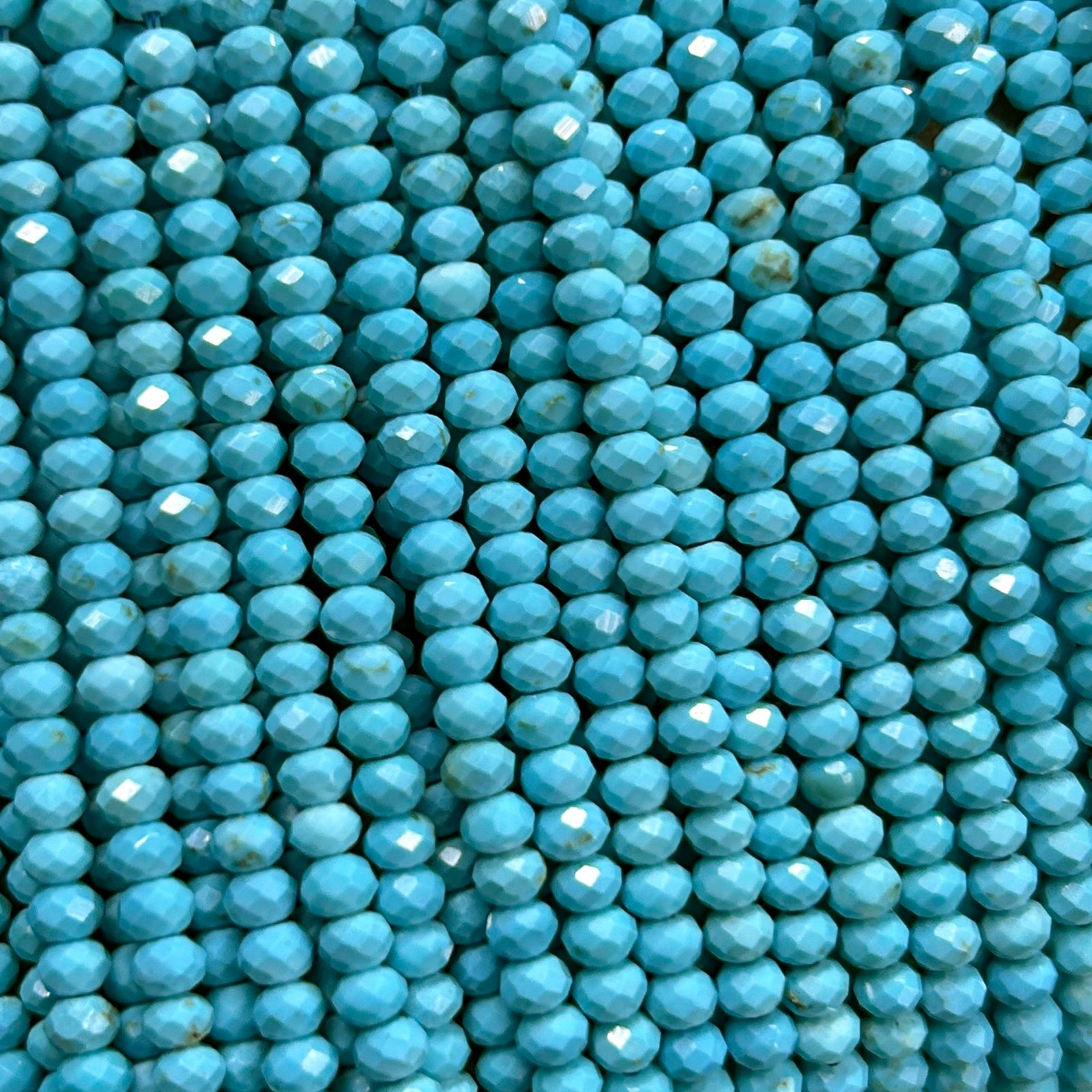 Blue Turquoise Rondelle Faceted Beads 15''