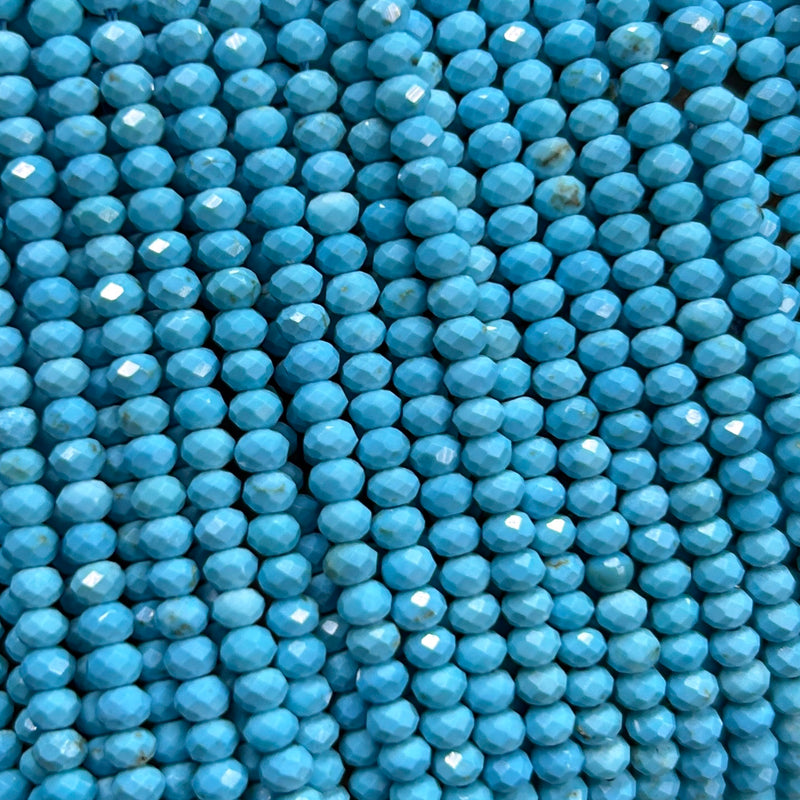 Blue Turquoise Rondelle Faceted Beads 15''