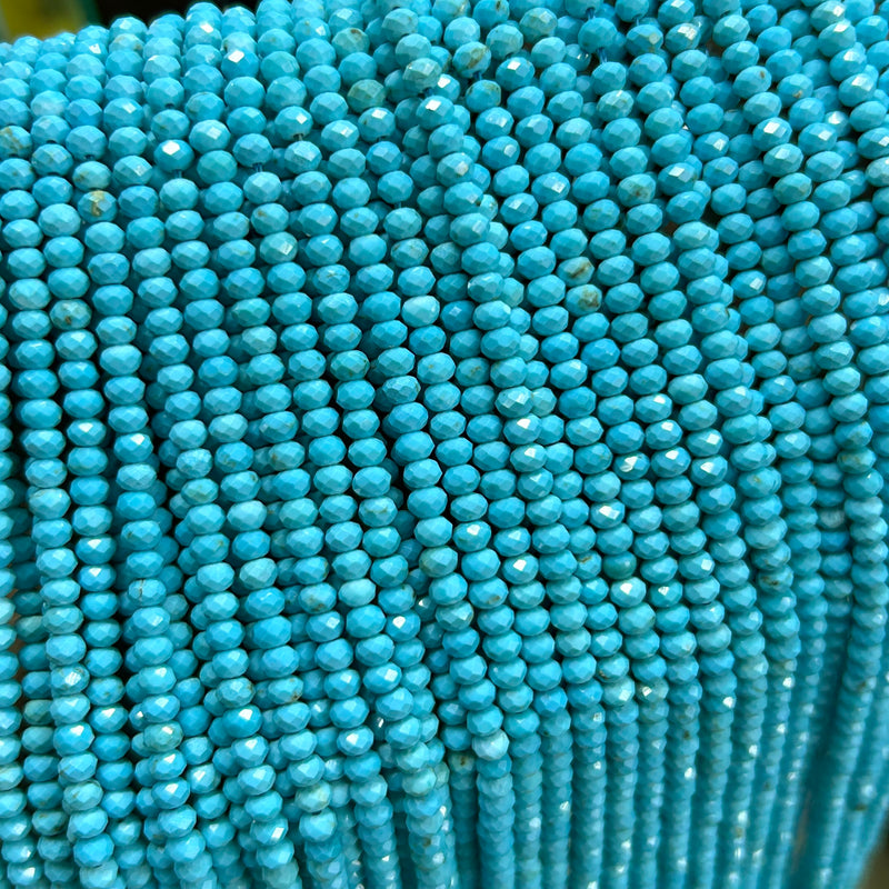 Blue Turquoise Rondelle Faceted Beads 15''