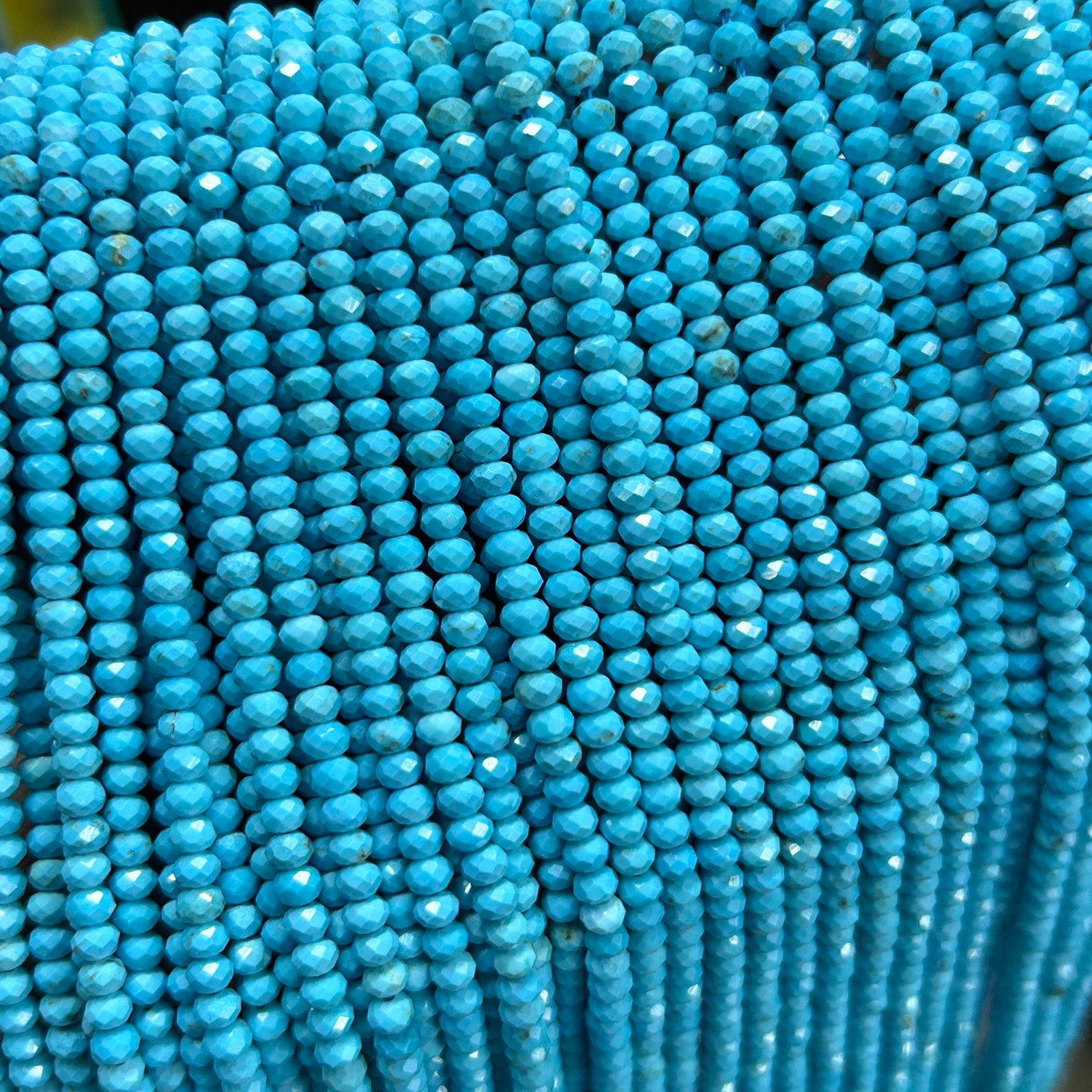 Blue Turquoise Rondelle Faceted Beads 15''