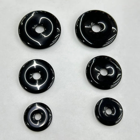 Black Obsidian Donut Beads 30mm 40mm 50mm 1pc