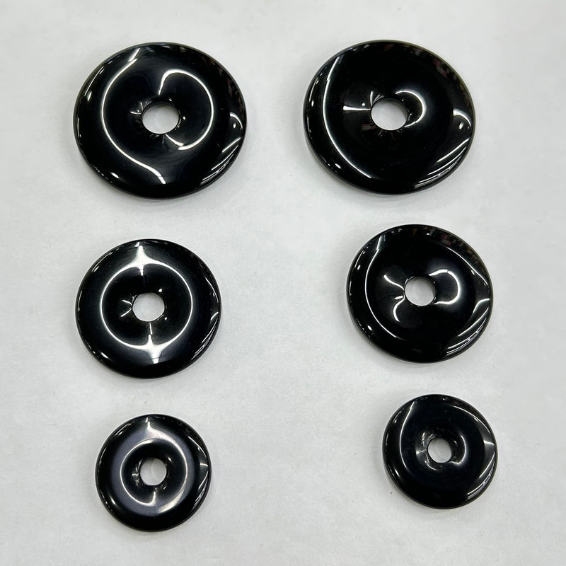 Black Obsidian Donut Beads 30mm 40mm 50mm 1pc
