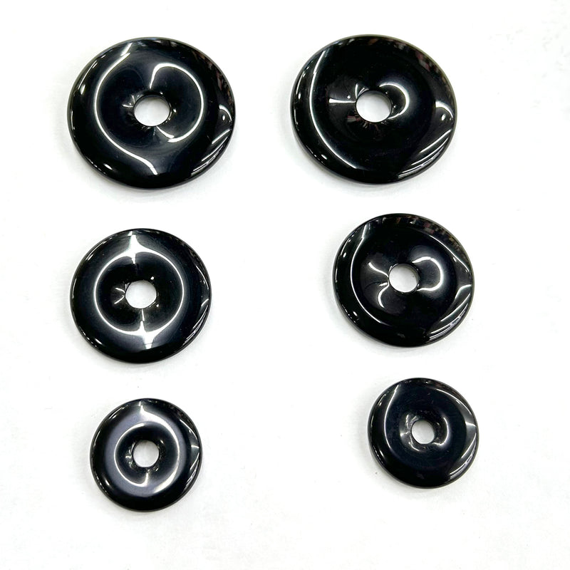 Black Obsidian Donut Beads 30mm 40mm 50mm 1pc