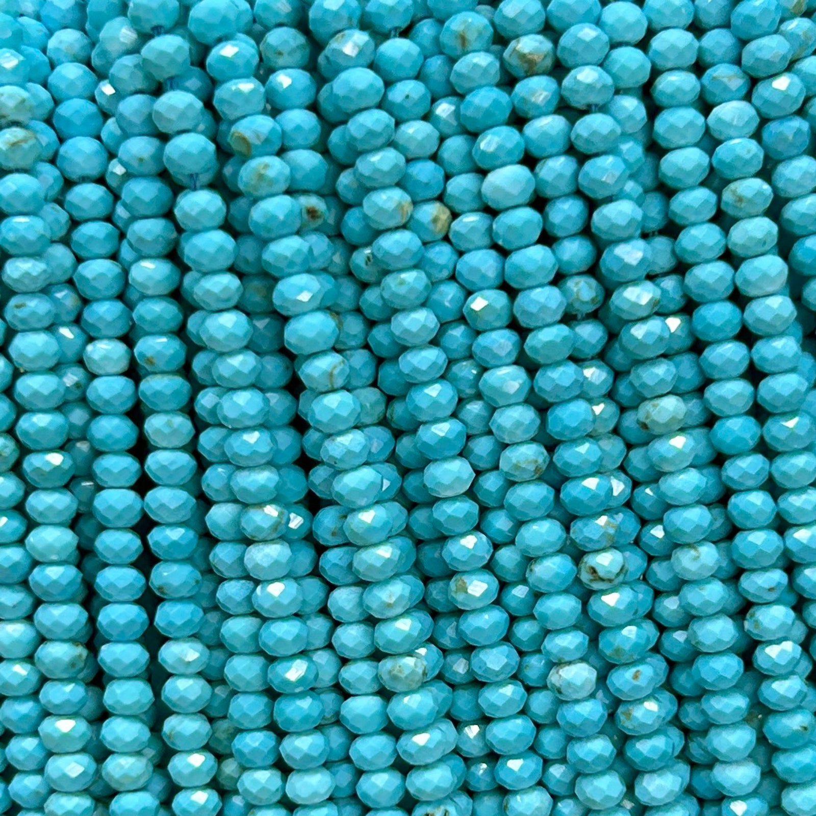 Blue Turquoise Rondelle Faceted Beads 15''