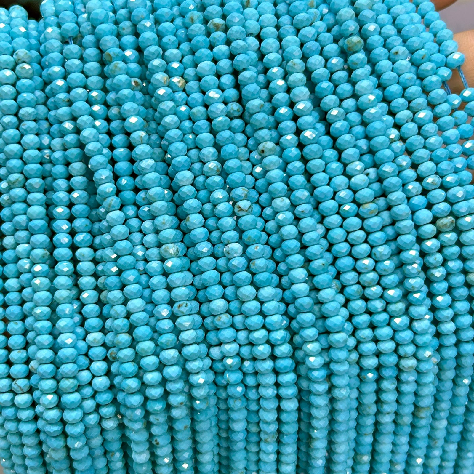 Blue Turquoise Rondelle Faceted Beads 15''