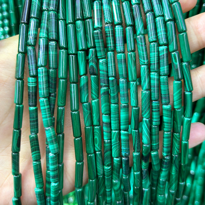 Perles tubulaires en malachite véritable 4x13 mm 15''