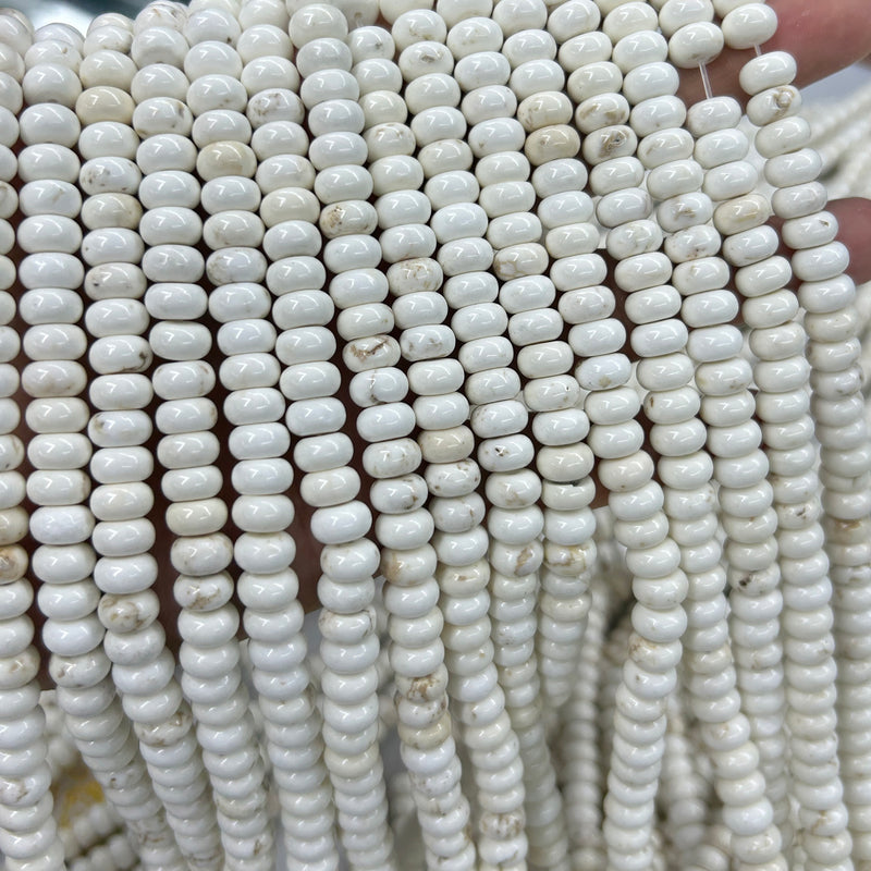 White Magnesite Rondelle Beads 15''