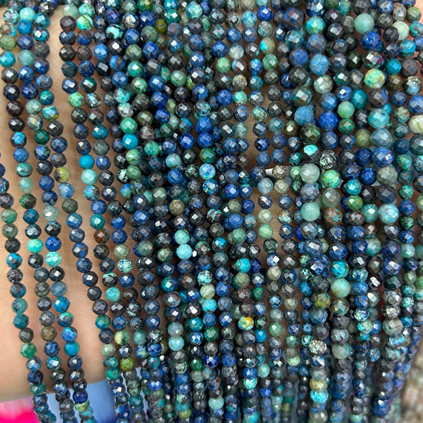 Chrysocolla Faceted Beads 2mm 3mm 4mm 15''