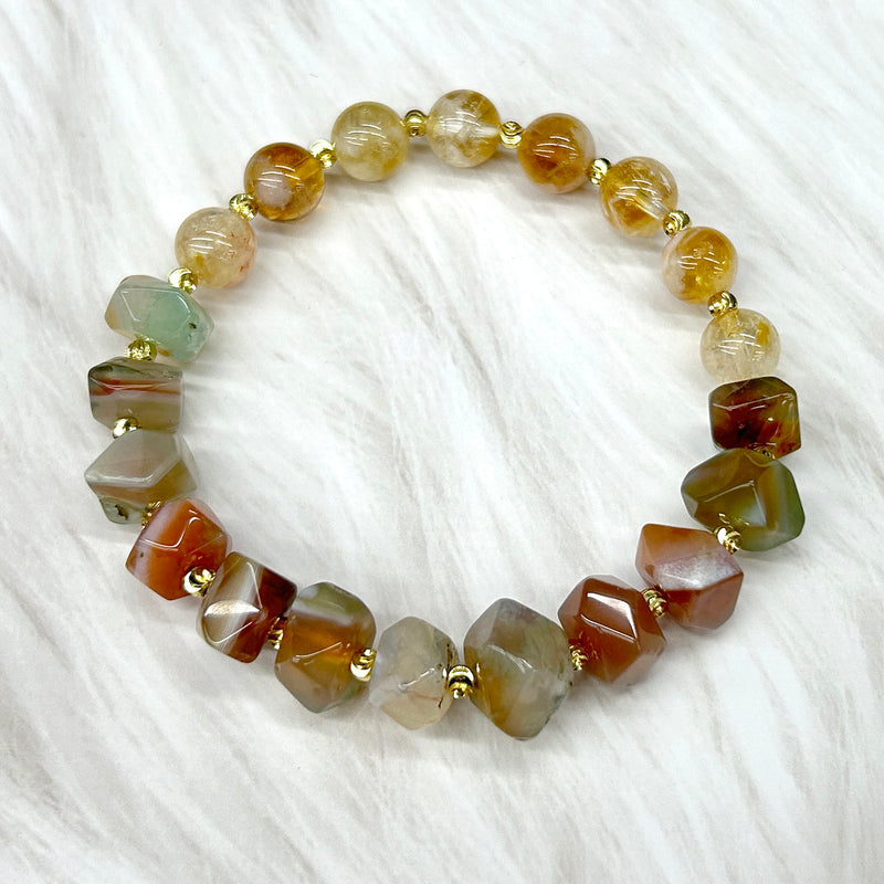 Mix Citrine Agate Bracelet 7.5''