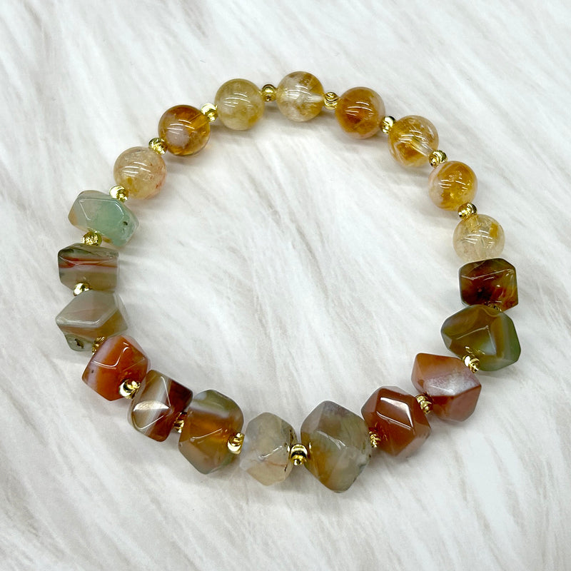 Mix Citrine Agate Bracelet 7.5''