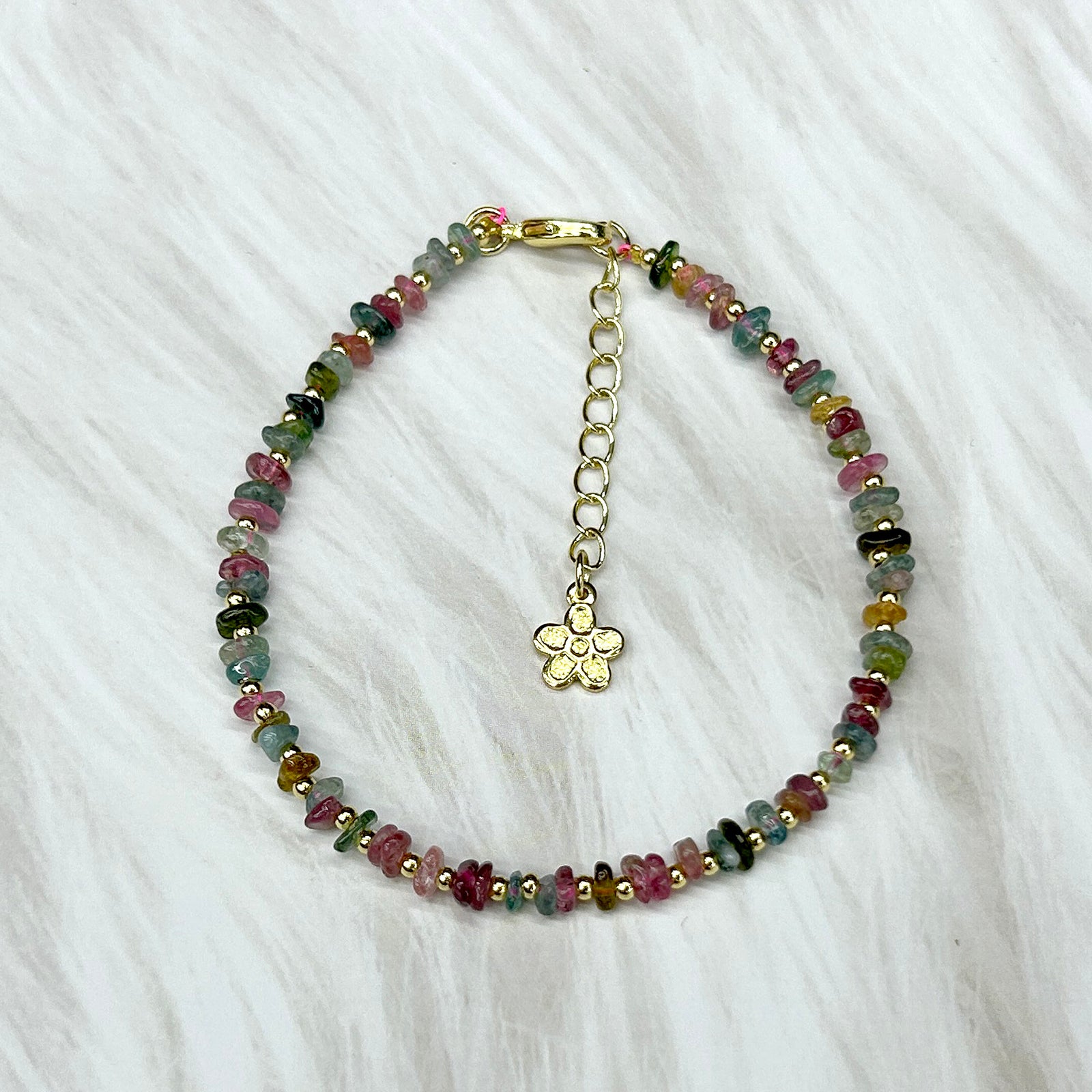 Rainbow Tourmaline Chips Bracelet 7.5''