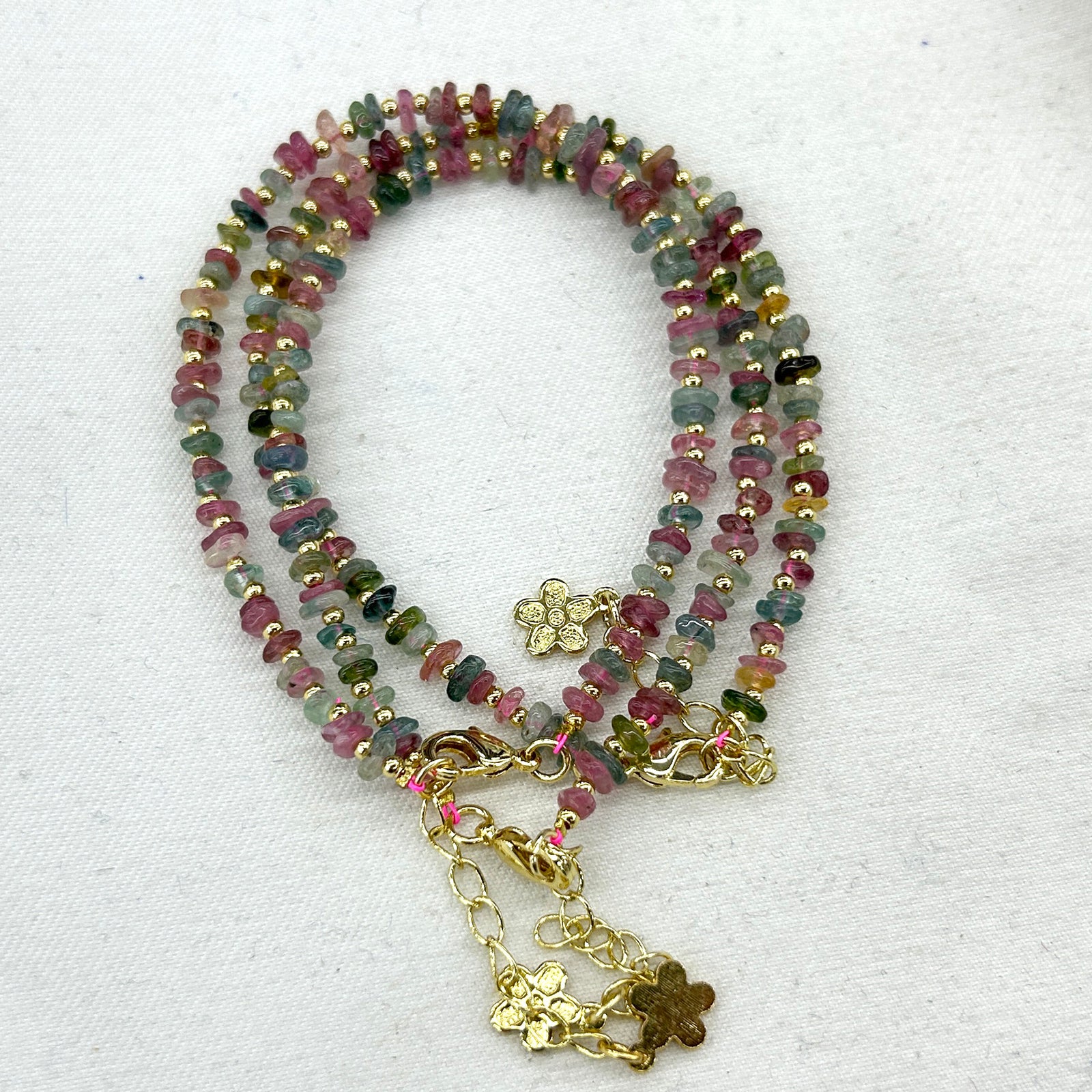 Rainbow Tourmaline Chips Bracelet 7.5''