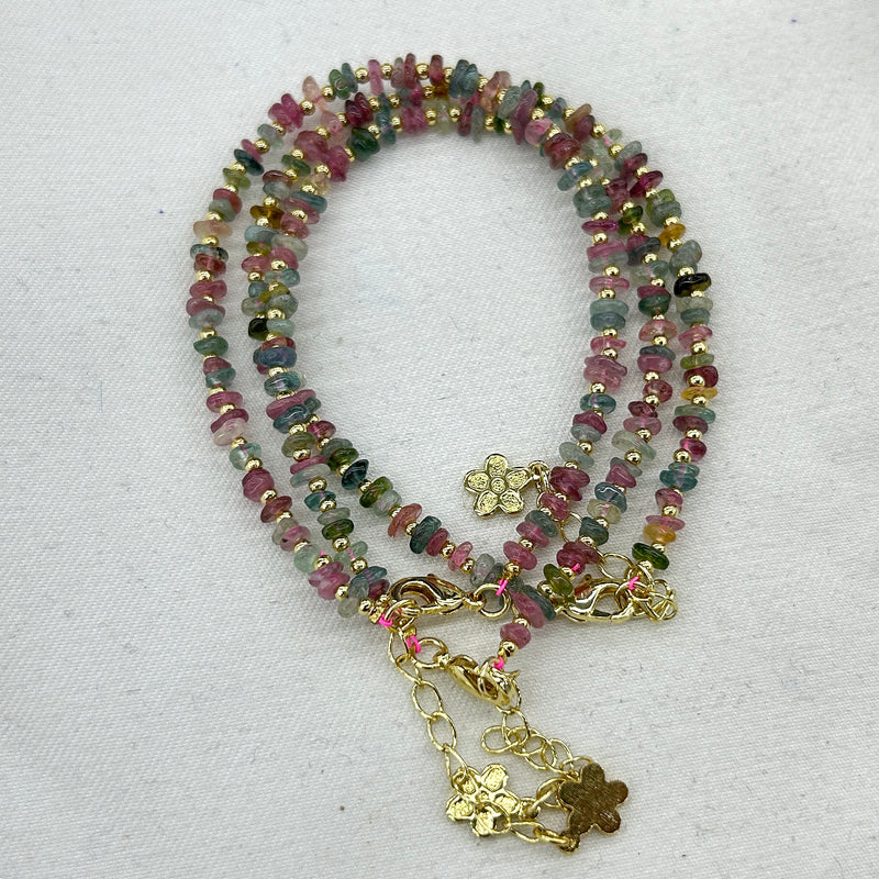 Rainbow Tourmaline Chips Bracelet 7.5''