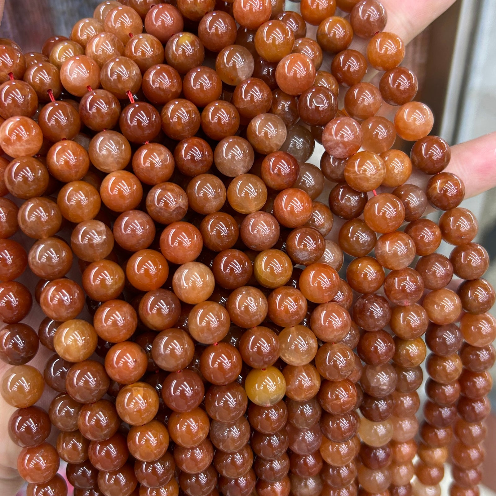 AA Red Rutilated Quartz Beads 10mm 15''