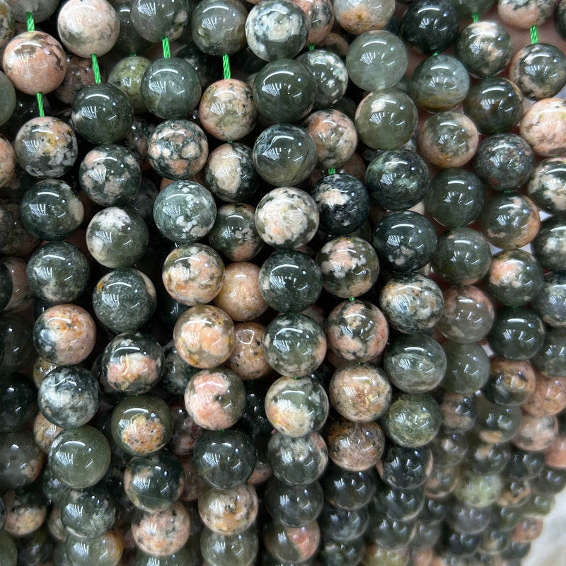 Green Blossom Agate Beads 6mm 8mm 10mm 15''