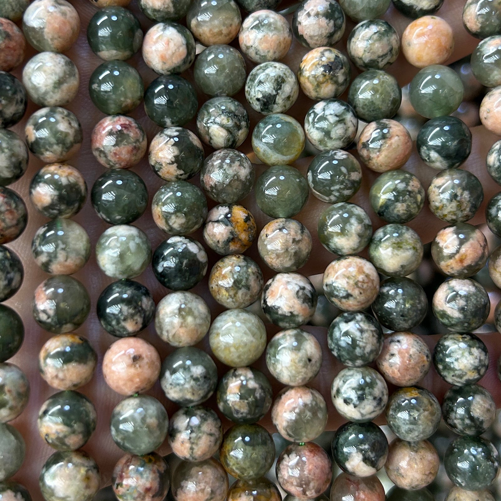Green Blossom Agate Beads 6mm 8mm 10mm 15''