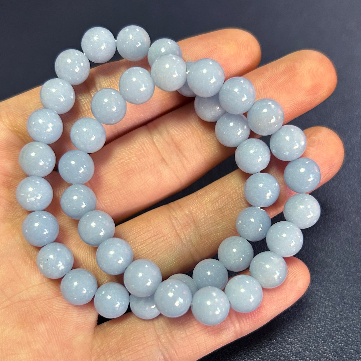 Blue Angelite Bracelet 8''
