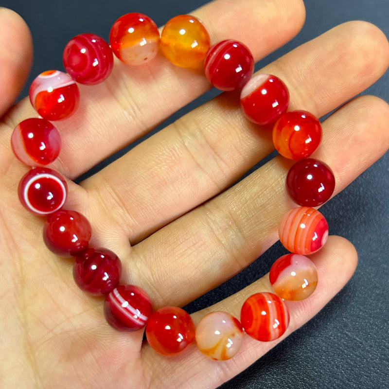 Red Striped Agate Bracelets 8''