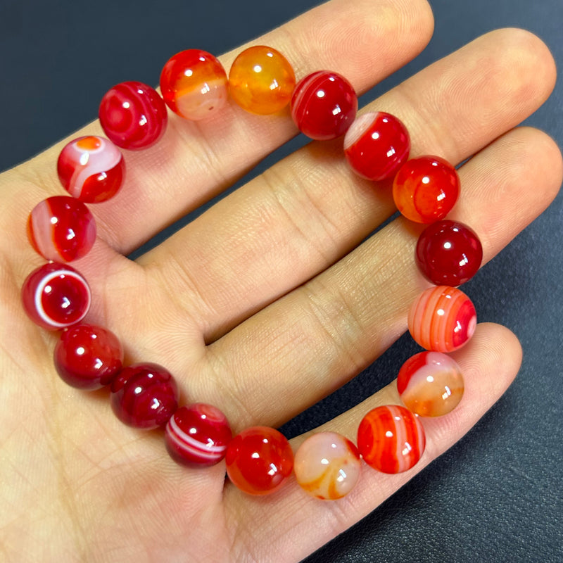 Red Striped Agate Bracelets 8''