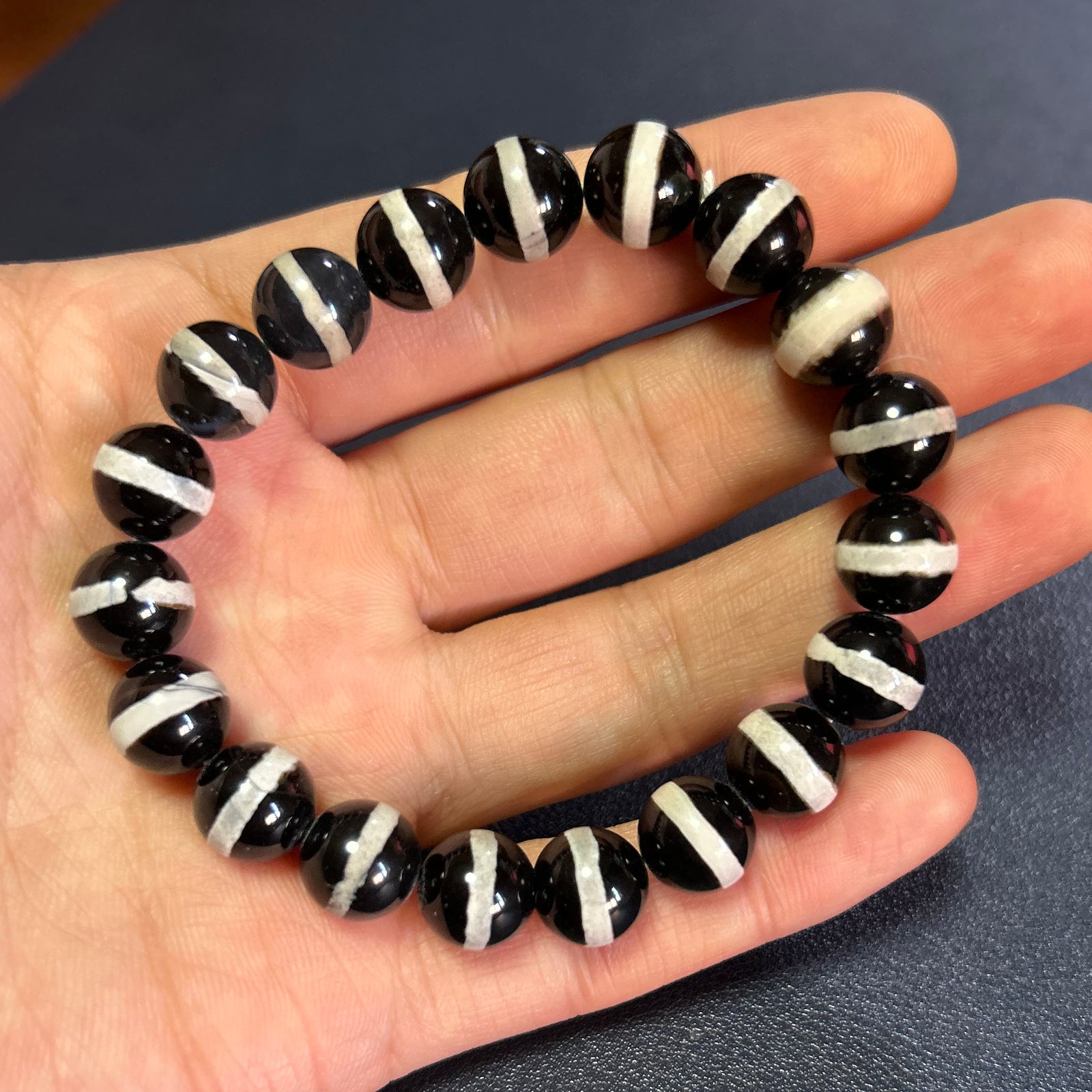 White Striped Onyx Bracelets 8''