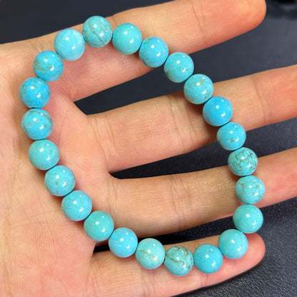 Blue Turquoise Beads Bracelet 8''