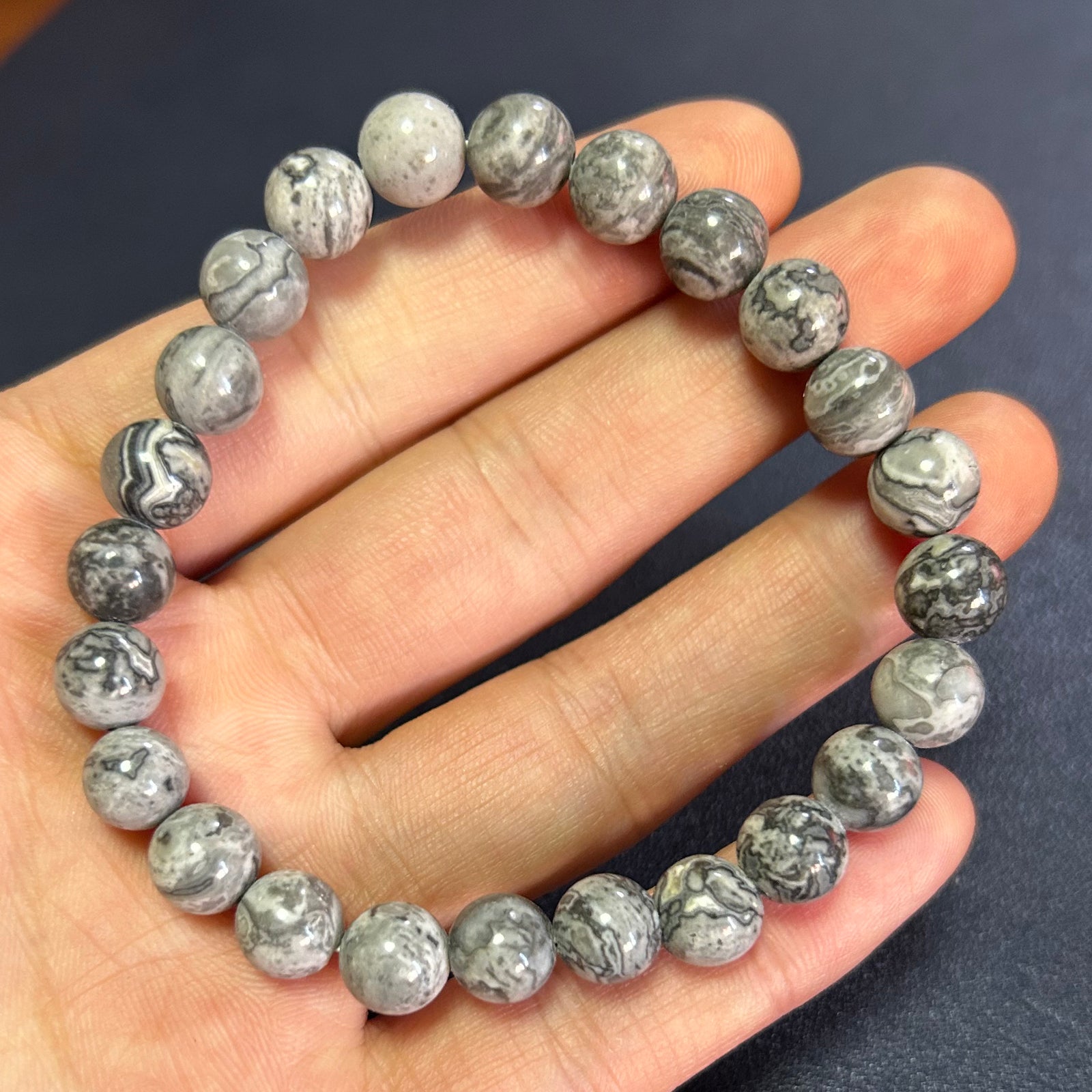 Gray Silk Jasper Bracelet 8''