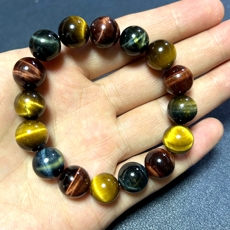 Armbånd med blandede farver af tigerøjesten, 20 cm