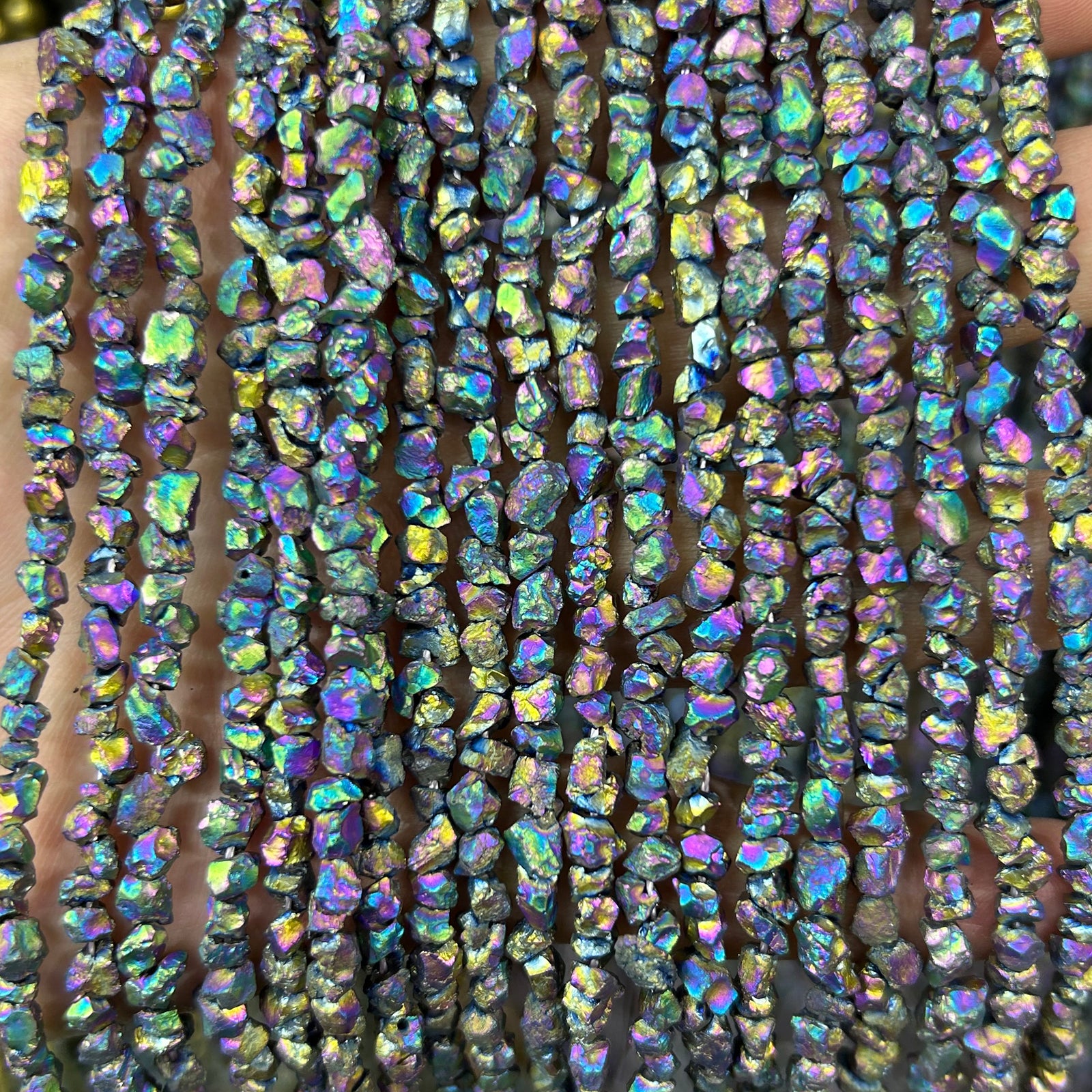 Rainbow Pyrite Chips Beads 15''