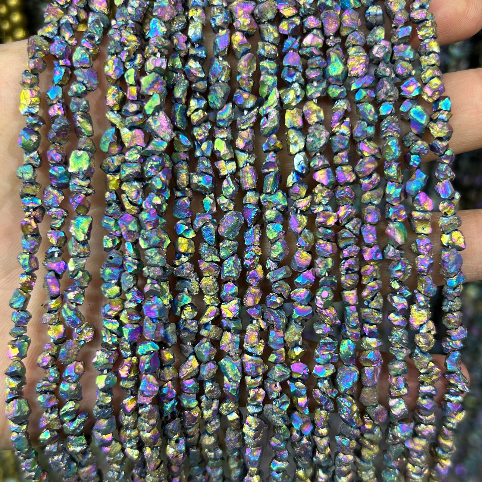 Rainbow Pyrite Chips Beads 15''