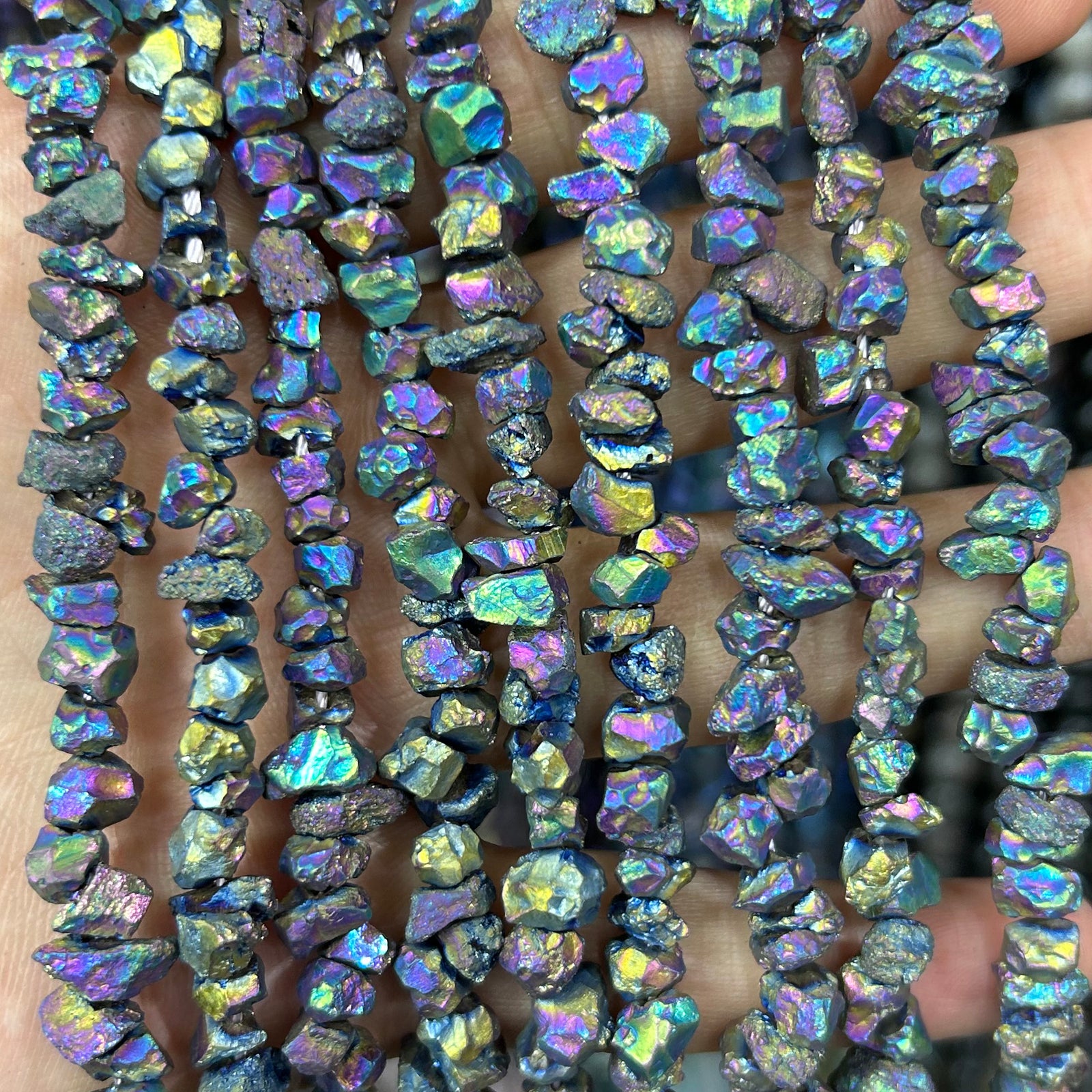 Rainbow Pyrite Chips Beads 15''