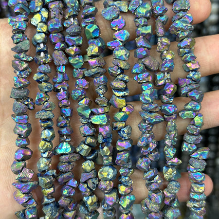 Rainbow Pyrite Chips Beads 15''