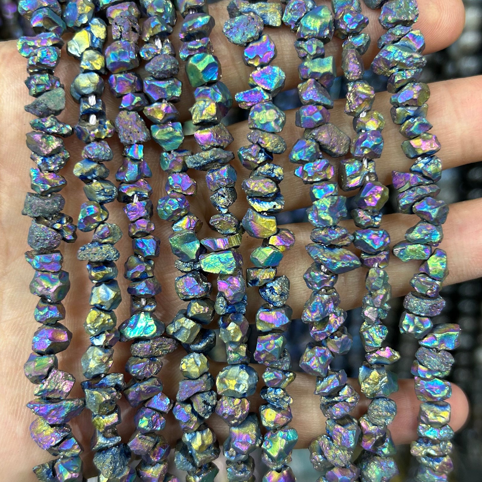 Rainbow Pyrite Chips Beads 15''