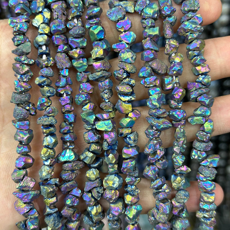 Rainbow Pyrite Chips Beads 15''