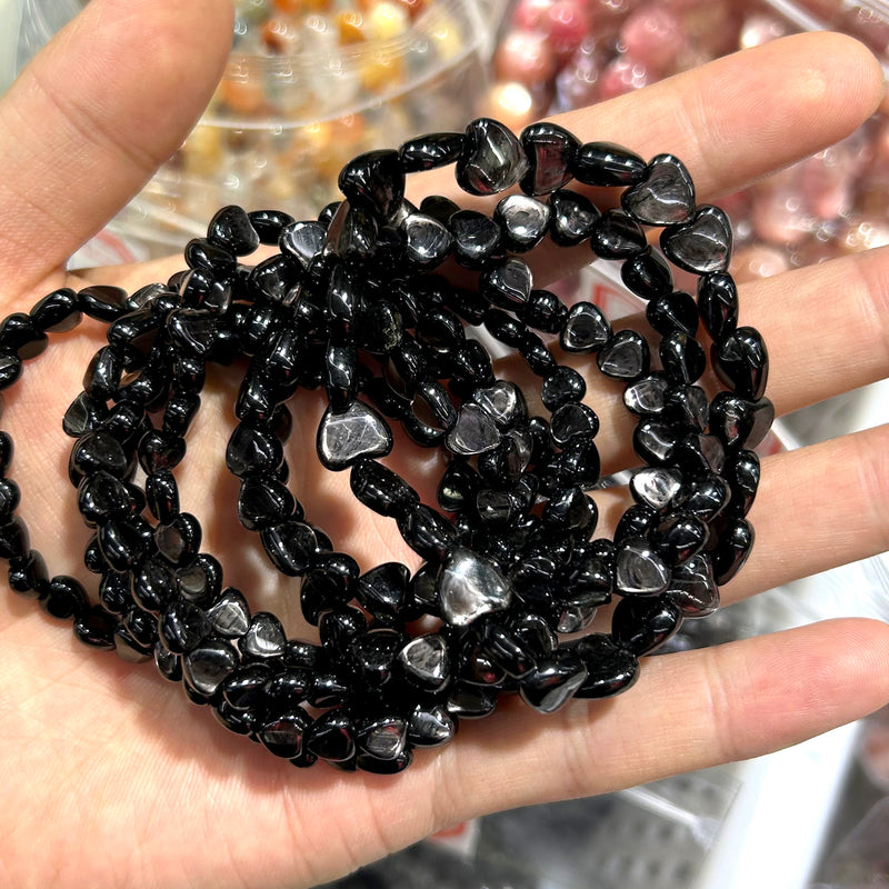 Hypersthene Heart Bracelet 7mm 9mm 7''