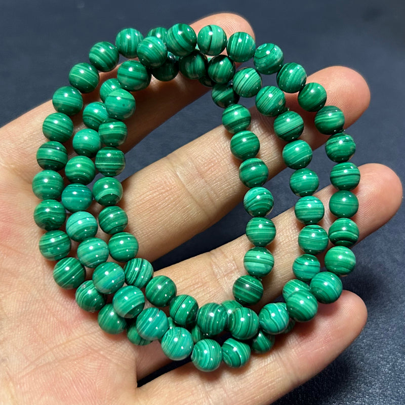 Bracelet en véritable malachite 7''