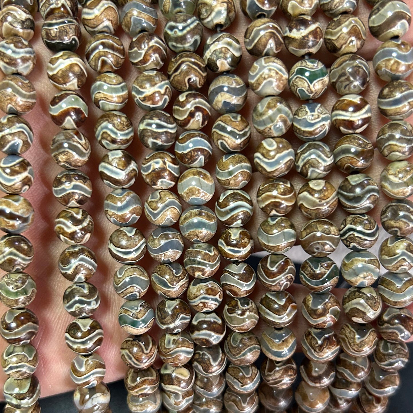 Tibetan Dzi Agate Beads 8mm 10mm 15''