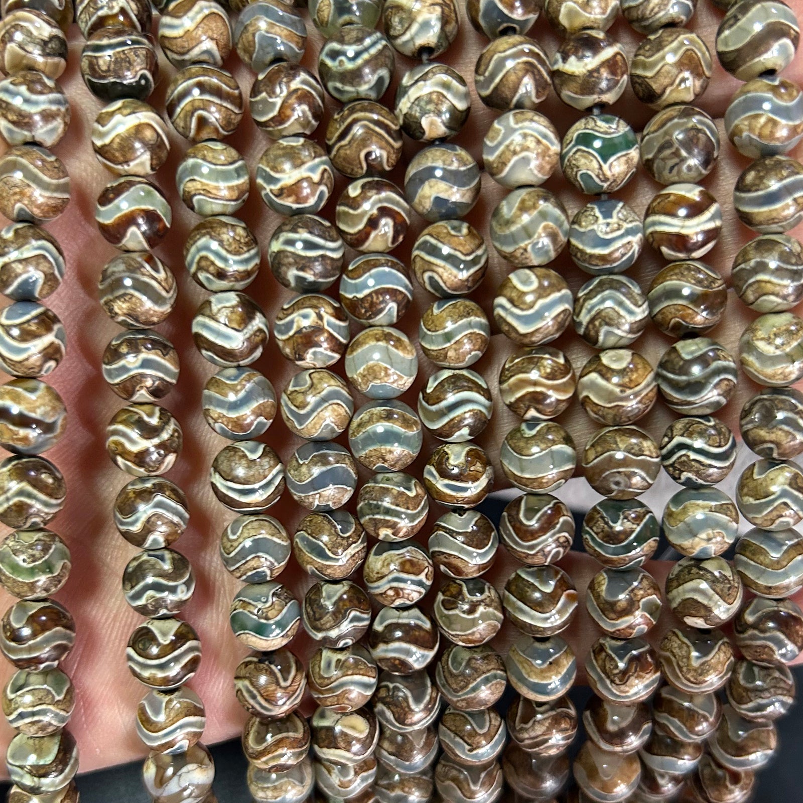 Tibetan Dzi Agate Beads 8mm 10mm 15''