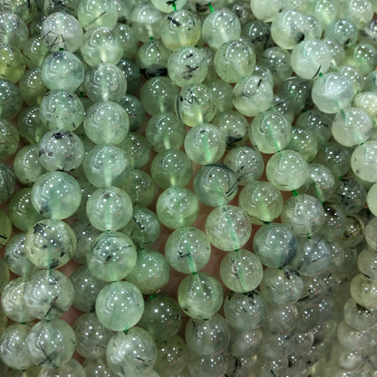 Grøn præhnit, naturlig ædelsten, rund sten 4mm 6mm 8mm 10mm 12mm 15''