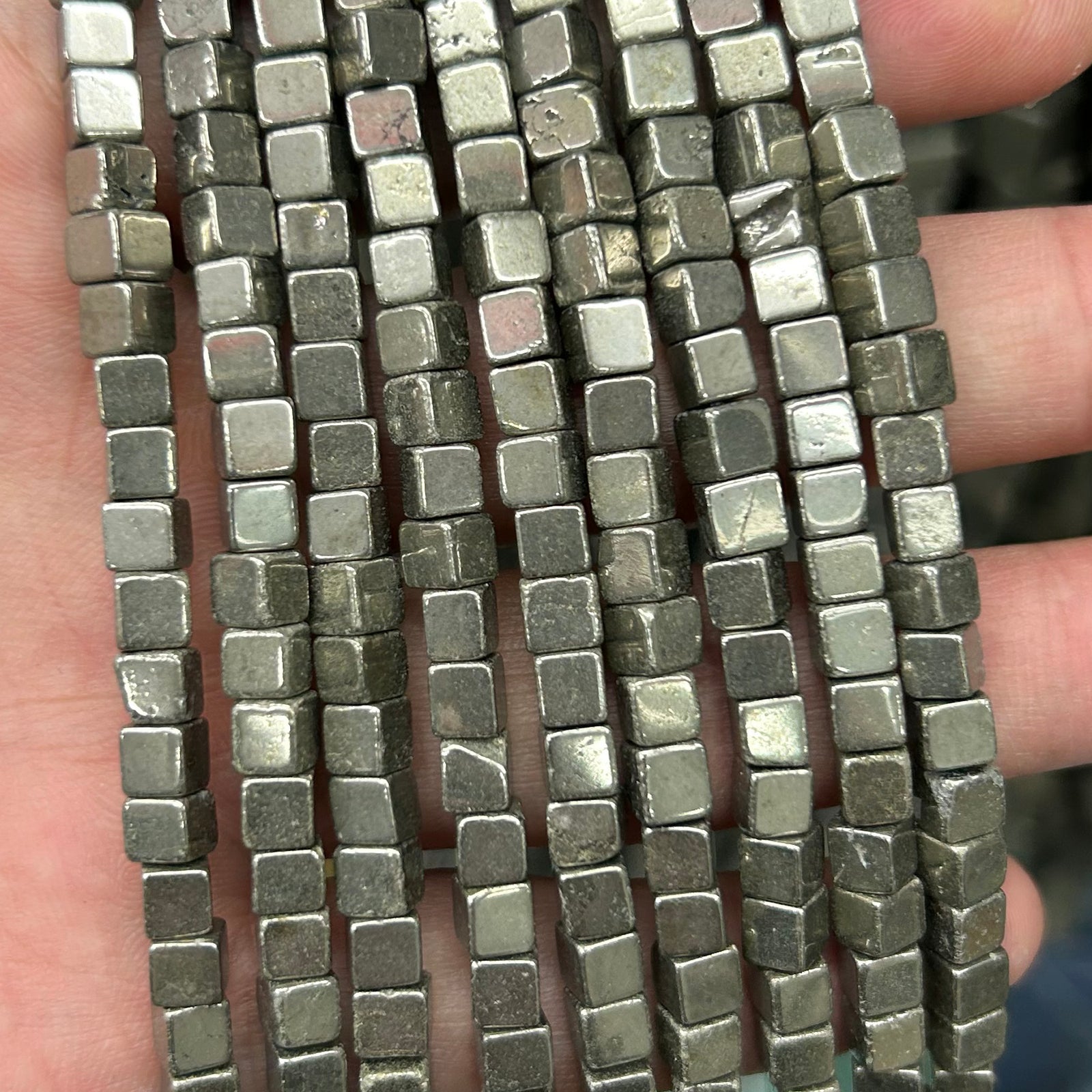 Pyrit kubeperler 3mm 4mm 6mm 8mm 10mm 15''