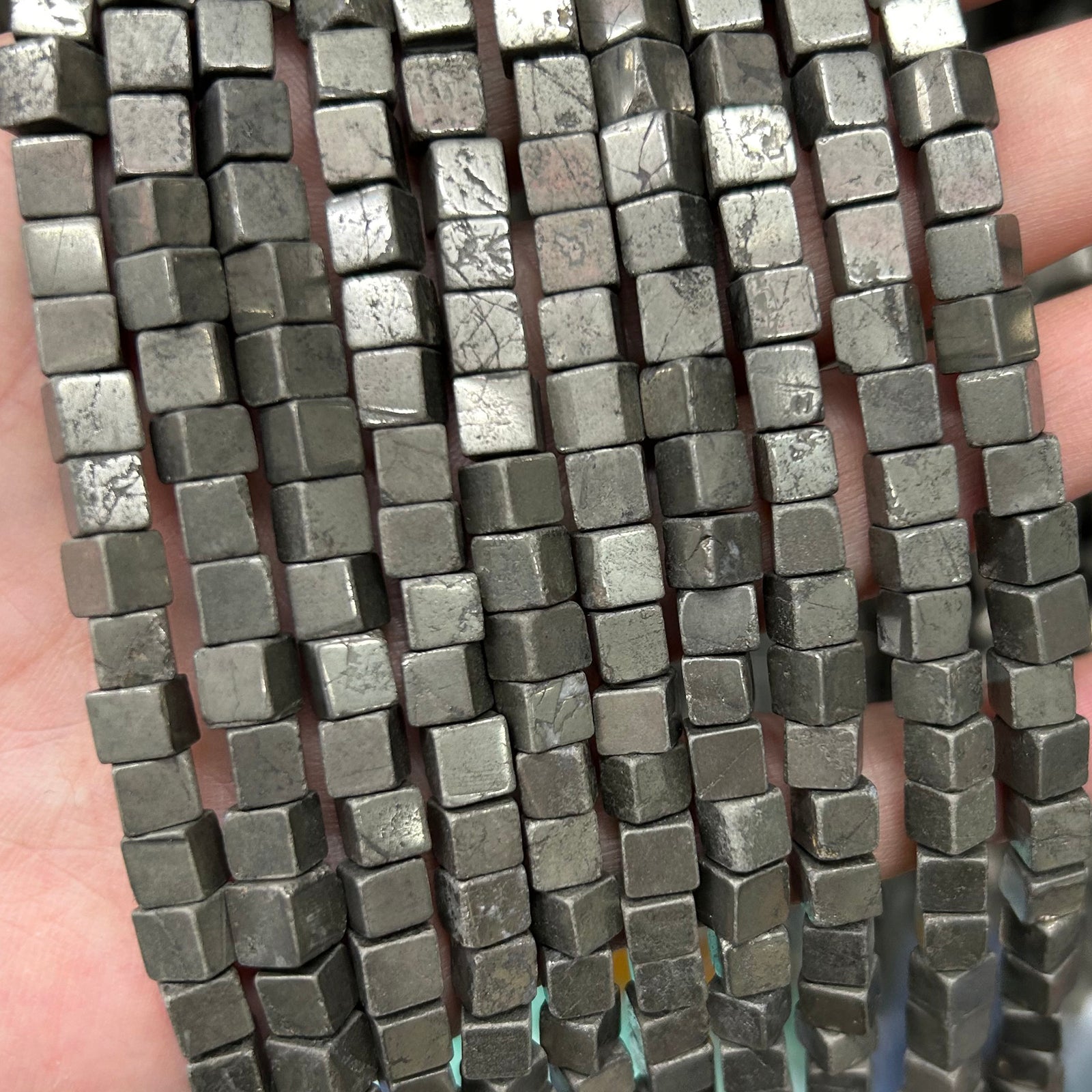 Pyrit kubeperler 3mm 4mm 6mm 8mm 10mm 15''