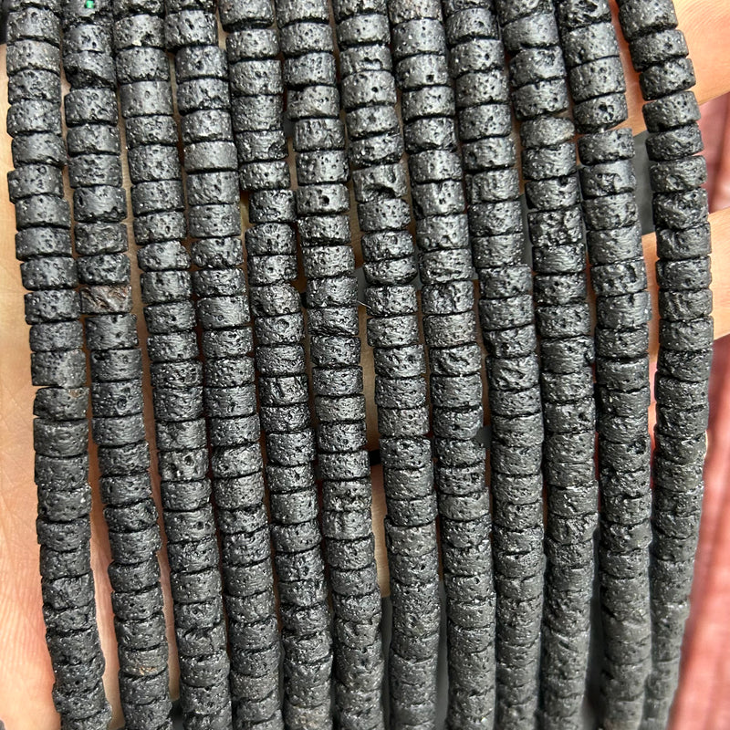 Perles rondelles de lave 4x6mm 5x8mm 6x10mm 15''