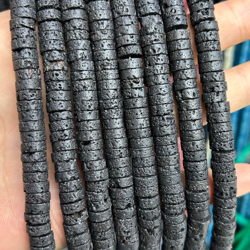 Perles rondelles de lave 4x6mm 5x8mm 6x10mm 15''