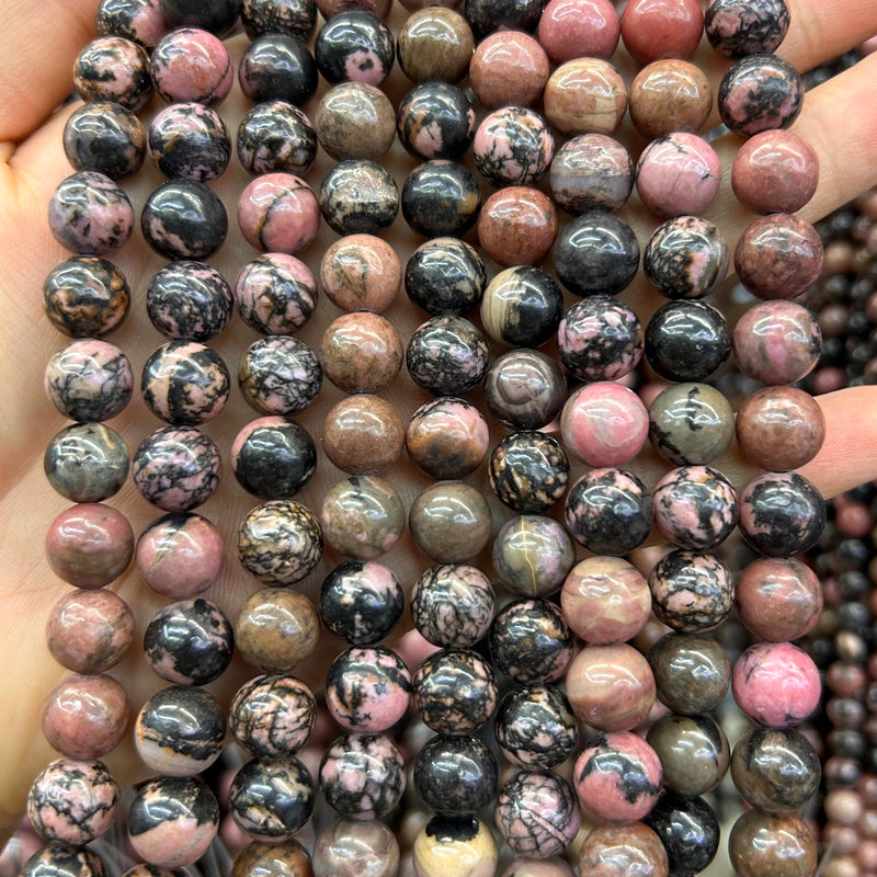 Black Rhodonite Beads 4mm 6mm 8mm 10mm 12mm 15''