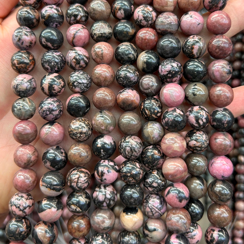 Black Rhodonite Beads 4mm 6mm 8mm 10mm 12mm 15''