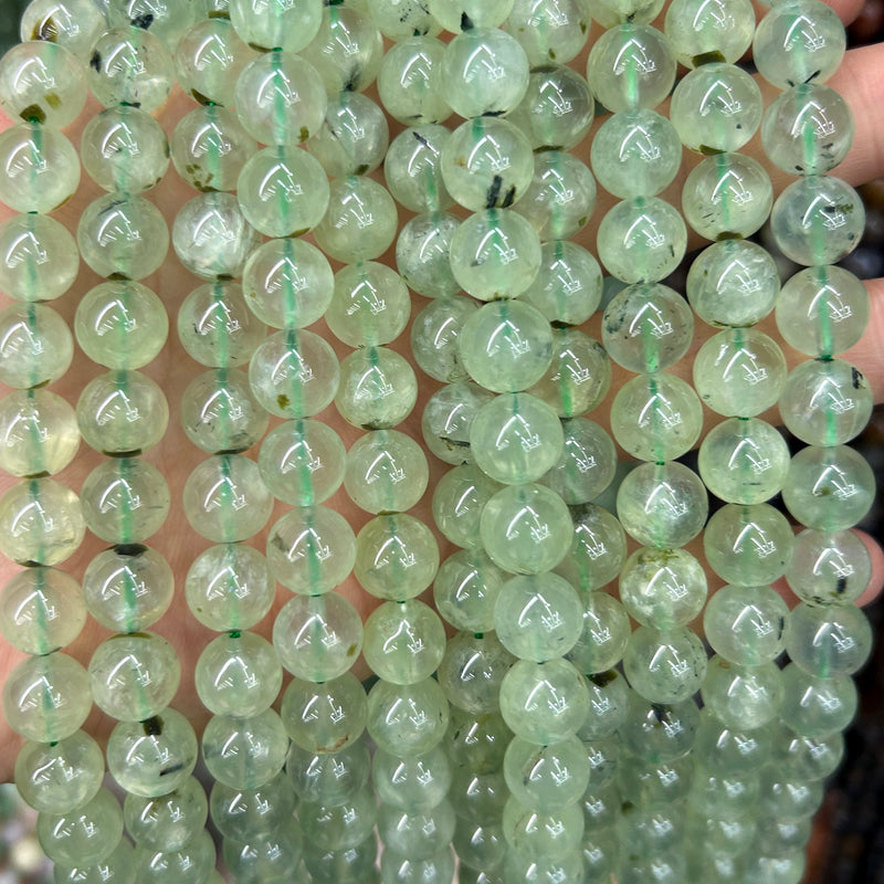 Perles de préhnite verte 4 mm 6 mm 8 mm 10 mm 12 mm 15''